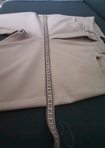 Bej Kadın Kumaş Pantolon Midi Boy - Görsel 5