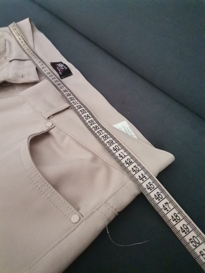 Bej Kadın Kumaş Pantolon Midi Boy - Görsel 4