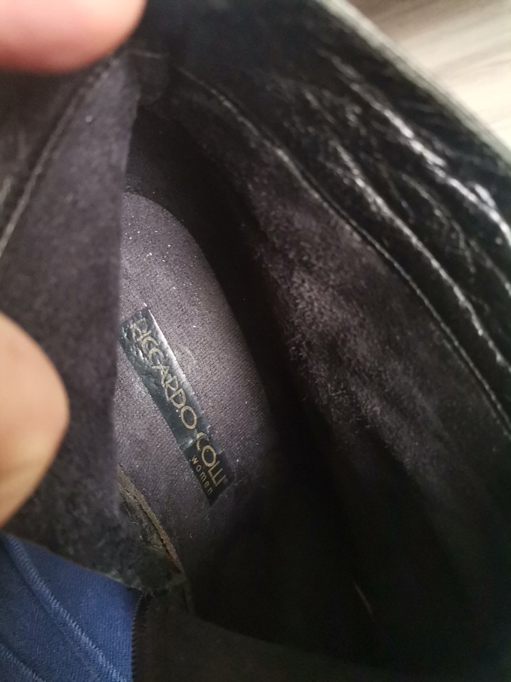 Siyah Deri Fermuarlı Kadın Dolgu Topuk Bot - Görsel 4