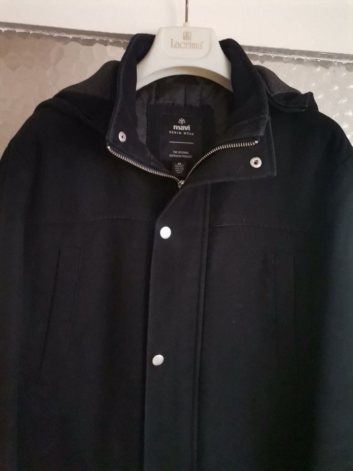 Siyah Erkek Düğmeli Midi Ceket - Görsel 3