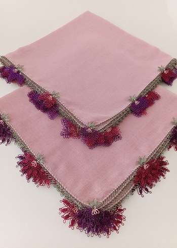 Püsküllü Pembe Kadın Eşarp
