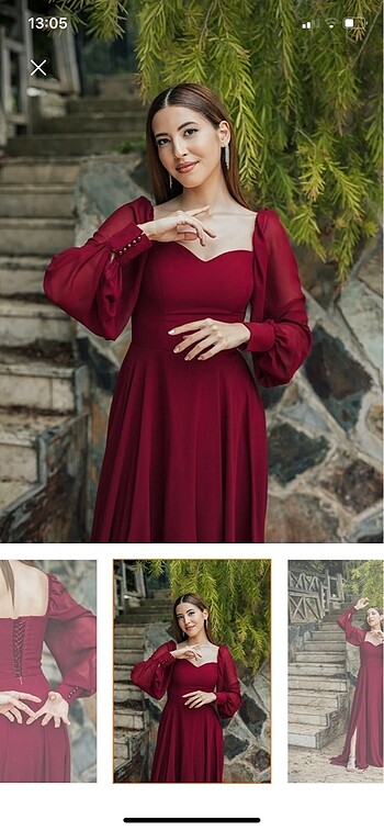 50 Beden bordo Renk Bordo Davet & Abiye Elbise