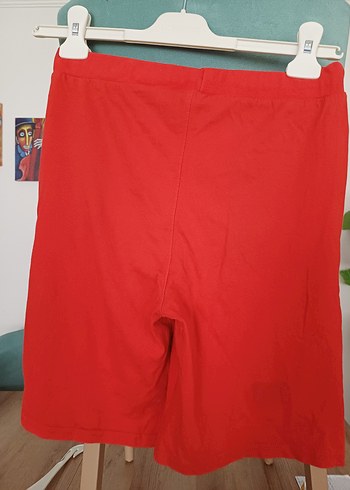 vaikiki  10/11.yaş .Kırmızı Rahat Kesim penye Şortu - Görsel 2