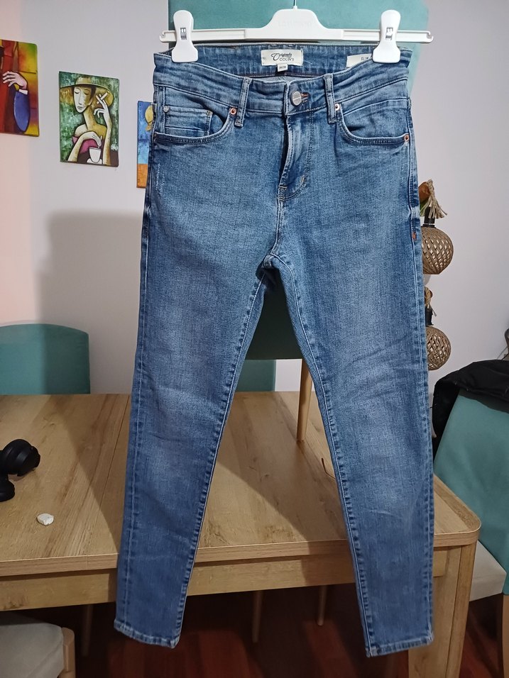 COLİNS ORJİNAL 28/30.Bağcıklı Rahat Kesim Kadın Kot Pantolon - Görsel 3