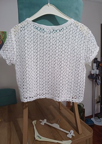 Dantel Detaylı Beyaz Bohem Kısa Kollu Bluz..34 (xs) - Görsel 2