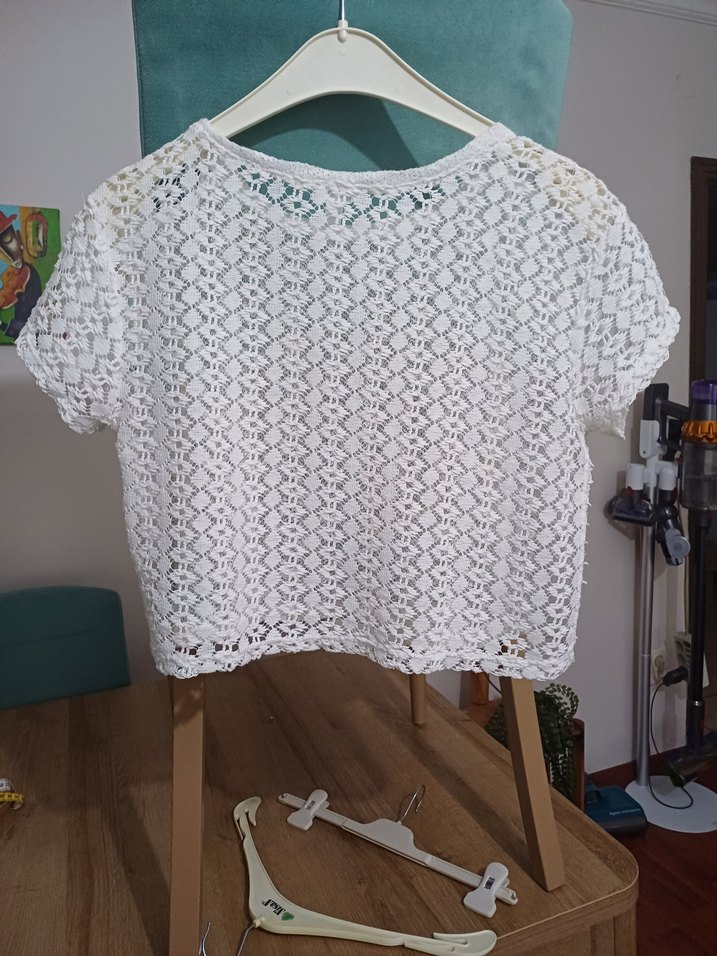 Dantel Detaylı Beyaz Bohem Kısa Kollu Bluz..34 (xs) - Görsel 2