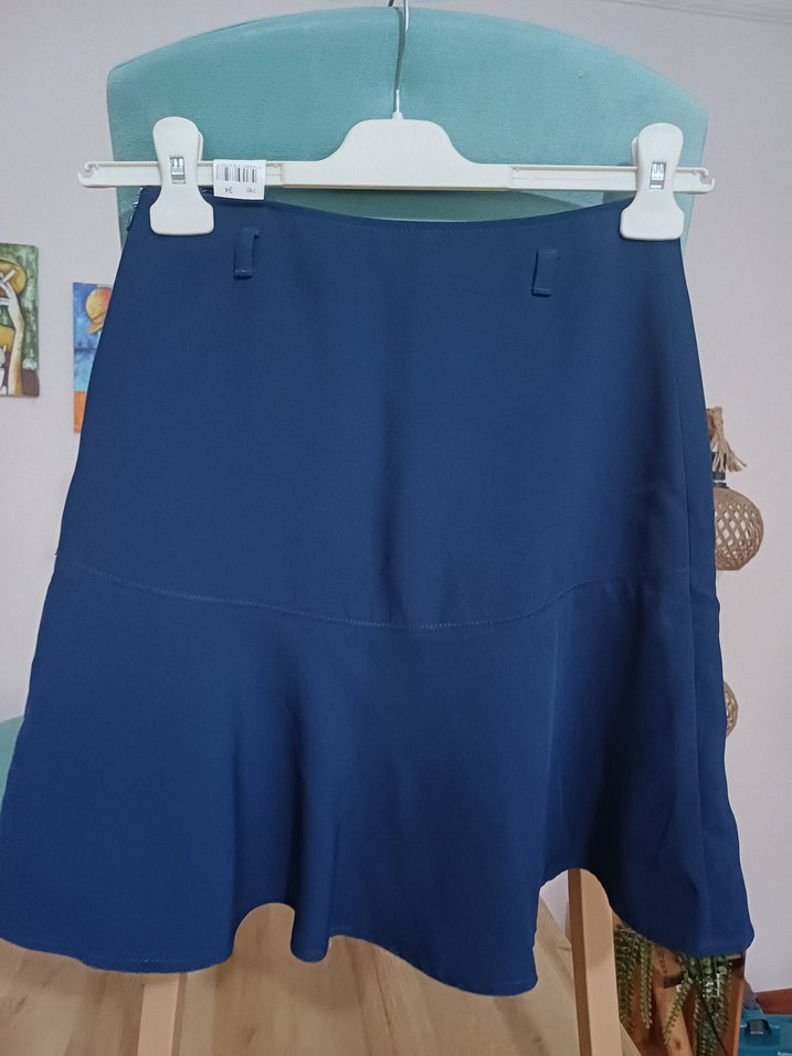 Lacivert Mini Volanlı Etek 34( xs) - Görsel 2