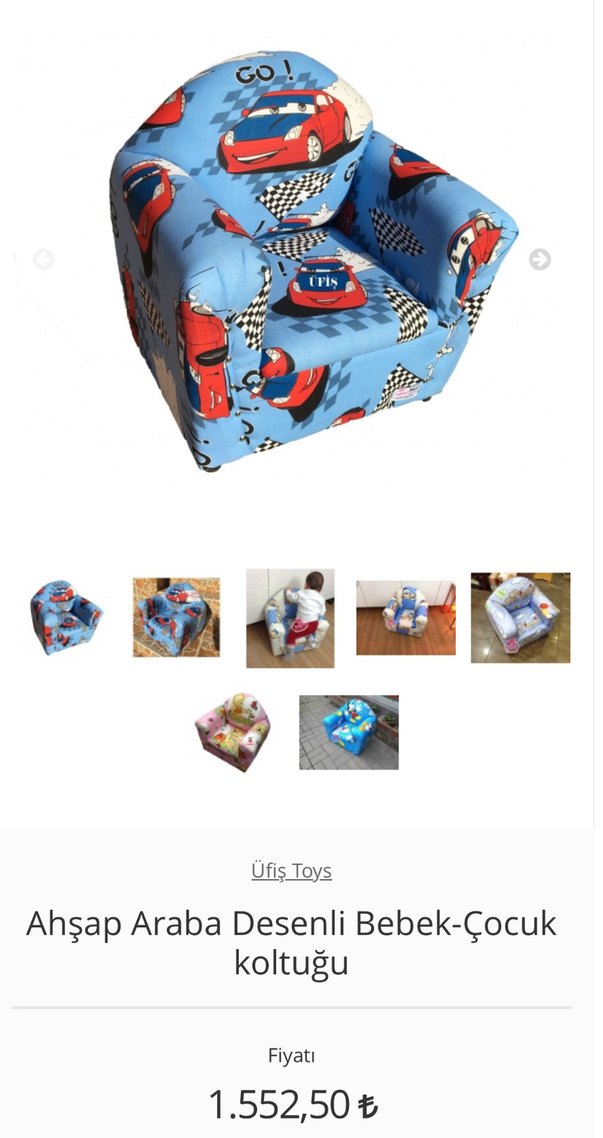Arabalı Mavi Çocuk Koltuğu - Görsel 4