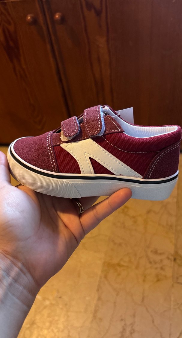 Bordo Vans tipi Erkek Çocuk Sneakers Cırtcırtlı - Görsel 2