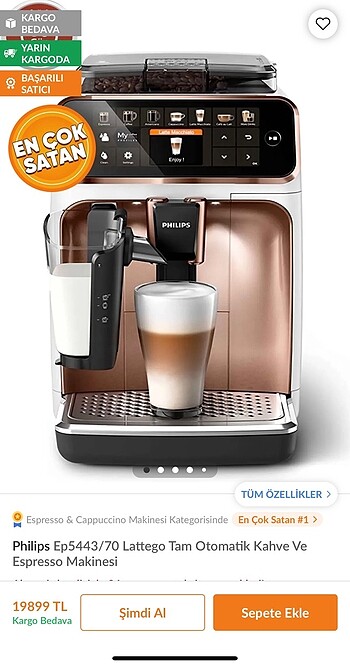 Philips Ep5443/70 Lattego Tam Otomatik Kahve Makinesi