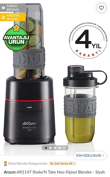 Arzum AR1147 Shake?n Take Kişisel Smoothie Blender
