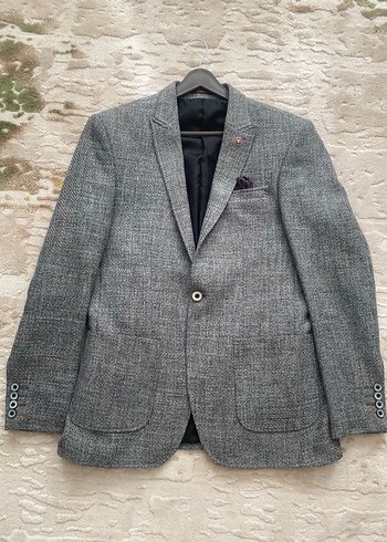 Gri Tek Düğmeli Erkek Ceket 48 beden