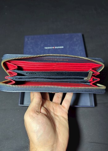 Tommy Hilfiger Mavi Deri Fermuarlı Kadın Cüzdanı - Görsel 8