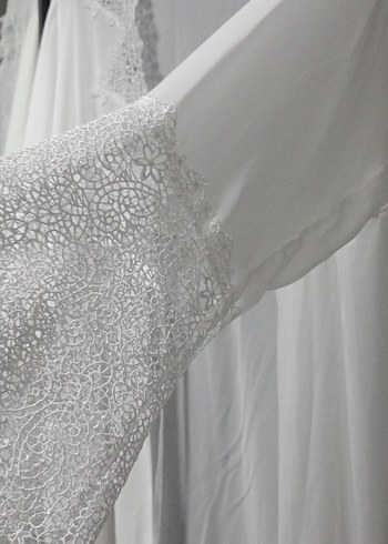 Bohem Uzun Beyaz Nakışlı Kadın Sabahlık - Görsel 3