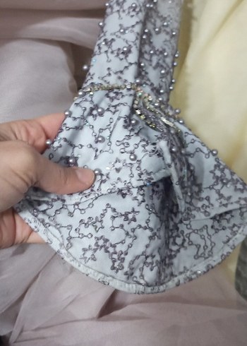 Bej Drapeli Uzun Abiye Elbise - Görsel 4