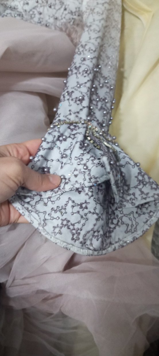 Bej Drapeli Uzun Abiye Elbise - Görsel 4