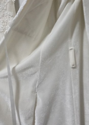 Beyaz İşlemeli Bohem Uzun Kadın Sabahlık - Görsel 3