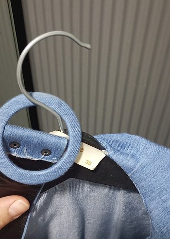 Kadın Mavi Uzun Kot Gömlek Elbise - Görsel 3