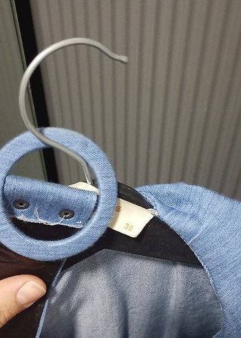 Kadın Mavi Uzun Kot Gömlek Elbise - Görsel 4