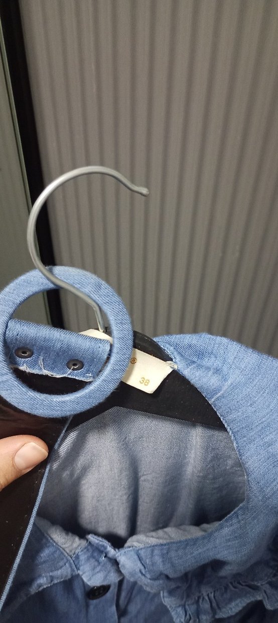 Kadın Mavi Uzun Kot Gömlek Elbise - Görsel 3