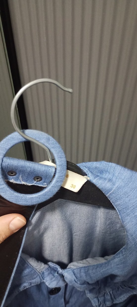 Kadın Mavi Uzun Kot Gömlek Elbise - Görsel 4