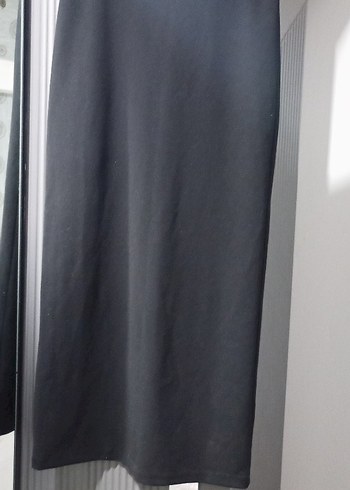 Siyah Uzun penye tarzda esnek kumaş dar uzun Kadın Etek - Görsel 2