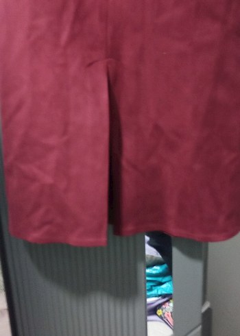 Bordo Süet Uzun dar Etek - Görsel 7