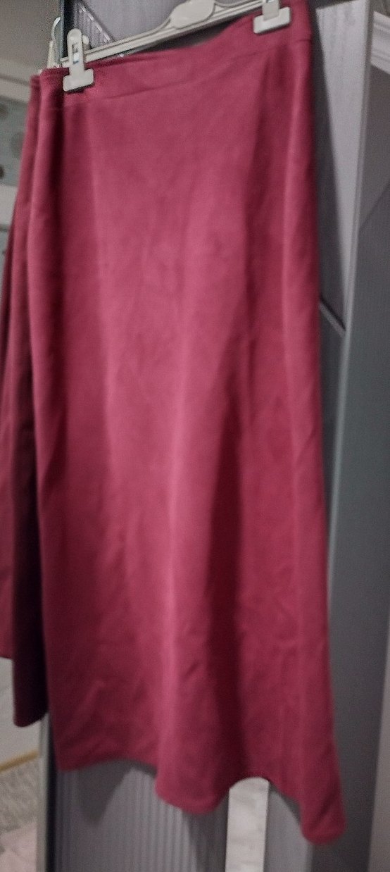 Bordo Süet Uzun dar Etek - Görsel 5