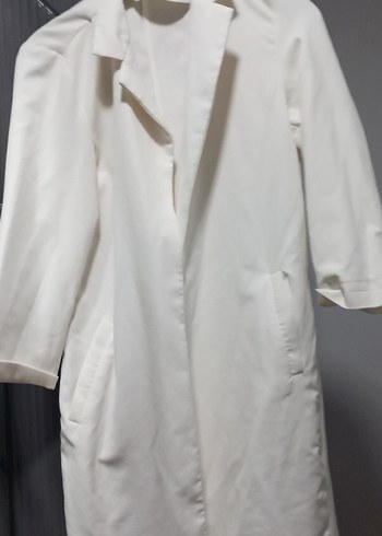 Kadın Beyaz Midi Trençkot ceket - Görsel 2