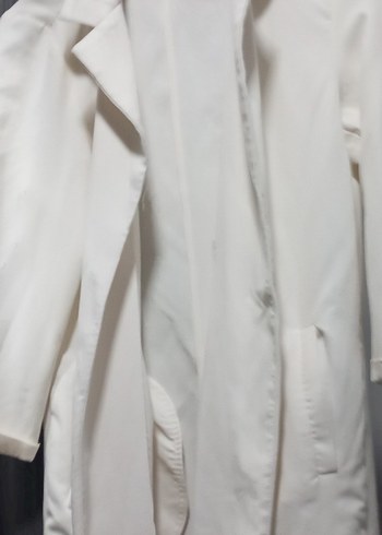 Kadın Beyaz Midi Trençkot ceket - Görsel 4