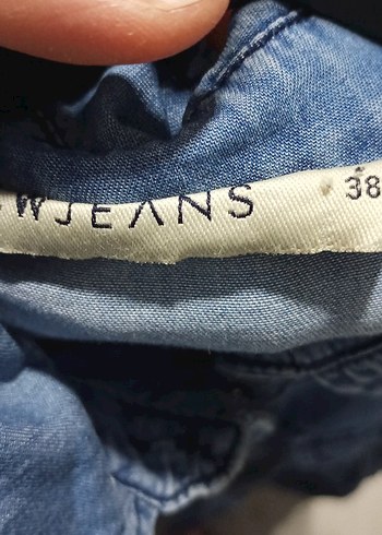 Düğmeli Mavi Kadın Denim Ceket - Görsel 5