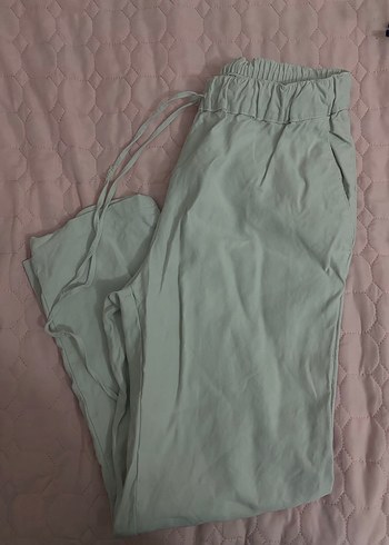 Beyaz Bol Kesim Keten Kadın Pantolon - Görsel 4