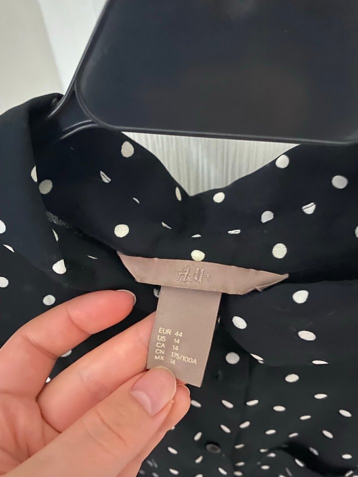 Kadın Siyah Puantiyeli Uzun Kollu Gömlek - Görsel 3