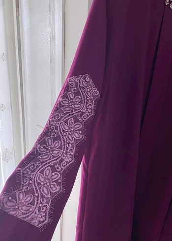 Bordo Nakışlı Uzun Kollu Bohem Tunik - Görsel 2