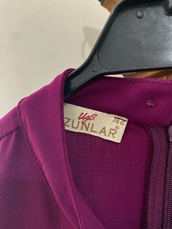 Bordo Nakışlı Uzun Kollu Bohem Tunik - Görsel 4