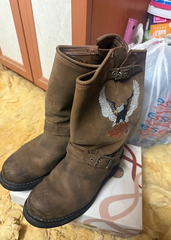 Kahverengi Deri Biker Botlar Tokalı - Görsel 3