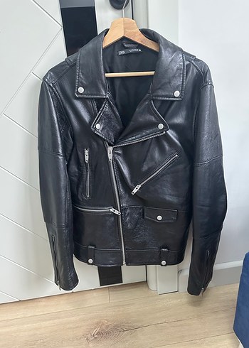 Zara hakiki deri biker ceket(sığır,manda derisi) - Görsel 8