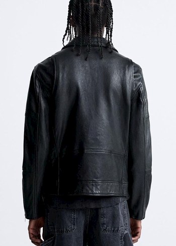 Zara hakiki deri biker ceket(sığır,manda derisi) - Görsel 4