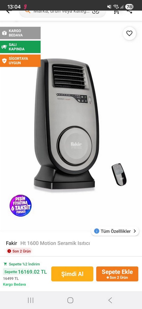 Fakir Seramik Motion Isıtıcı HT1600 - Görsel 2