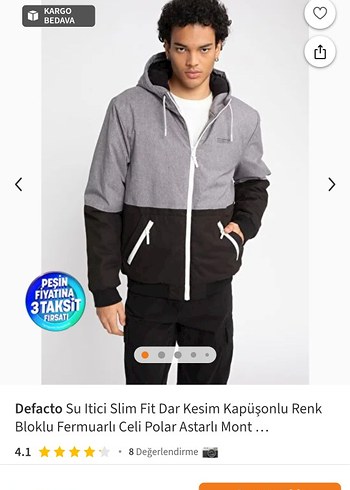 Gri Kapüşonlu Fermuarlı Erkek mont - Görsel 6