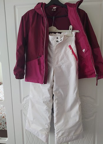 Bordo Fermuarlı Kız Çocuk Montu kar takimi - Görsel 3