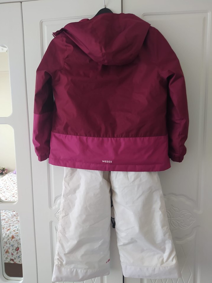 Bordo Fermuarlı Kız Çocuk Montu kar takimi - Görsel 2