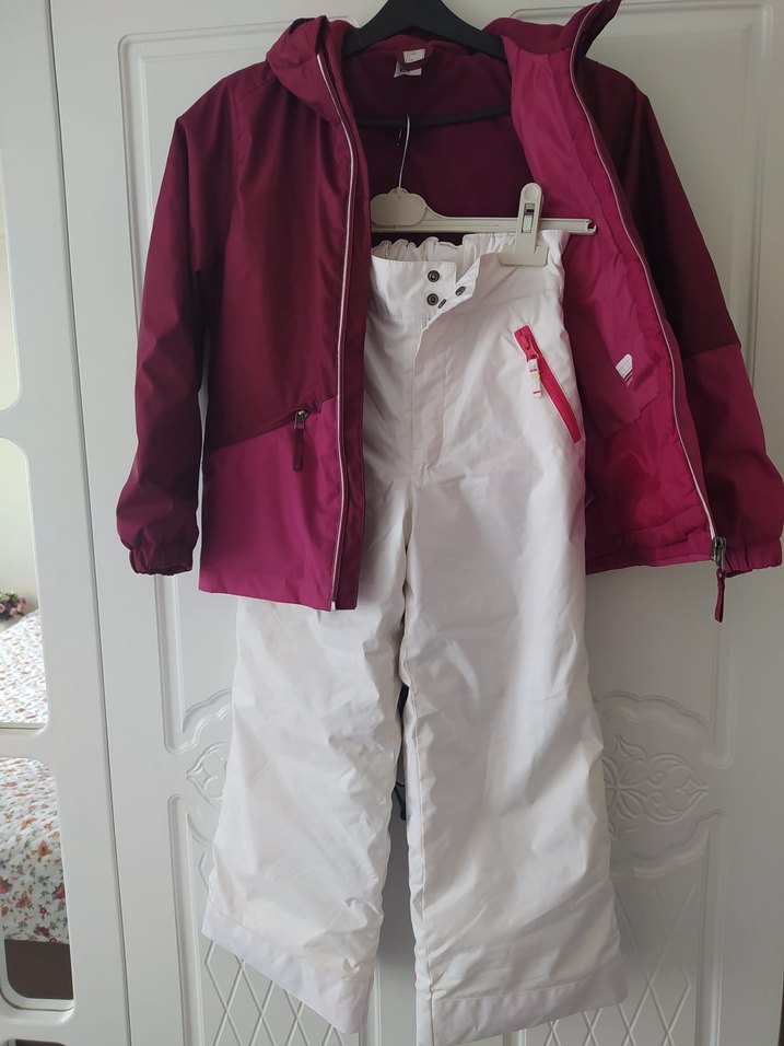 Bordo Fermuarlı Kız Çocuk Montu kar takimi - Görsel 3