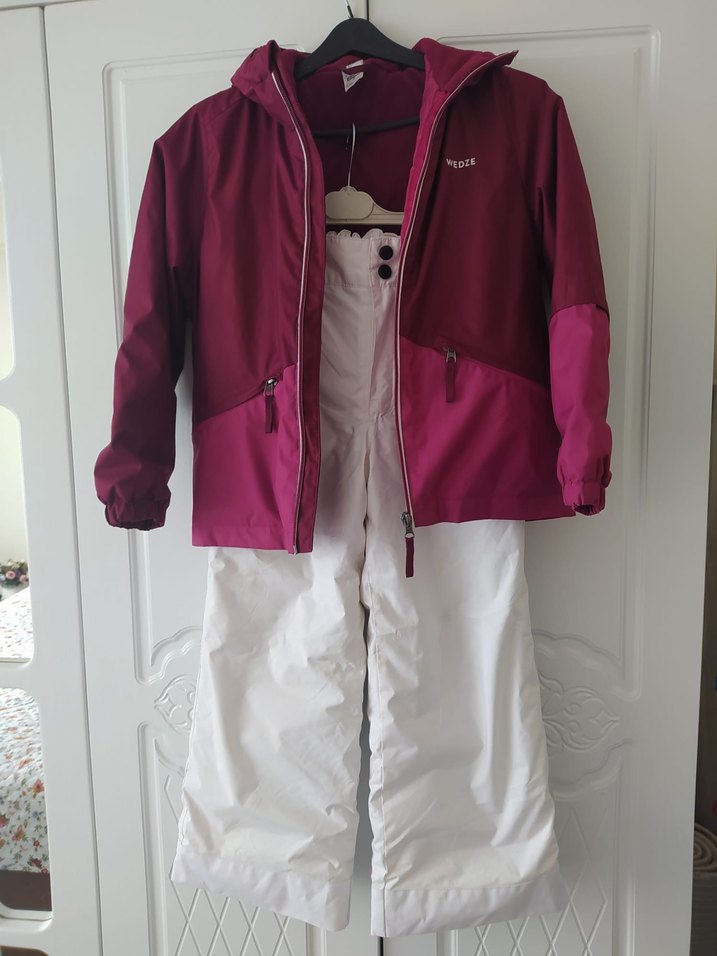 Bordo Fermuarlı Kız Çocuk Montu kar takimi - Görsel 5