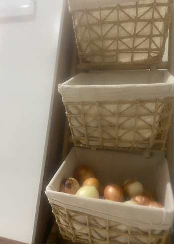 Diğer Üç Katlı Beyaz Sepetli Ahşap Düzenleyici#patates soğanlık#