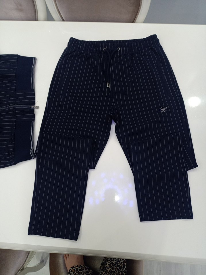 erkek Lacivert Çizgili Fermuarlı Eşofman Takımı - Görsel 2