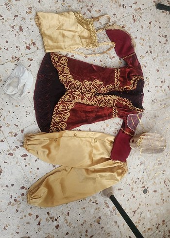 Bordo Nakışlı kız çocuk  kına Elbisesi - Görsel 2