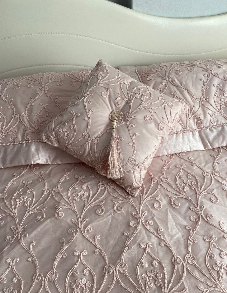 Pudra çift kişilik Yatak Örtüsü - Görsel 2