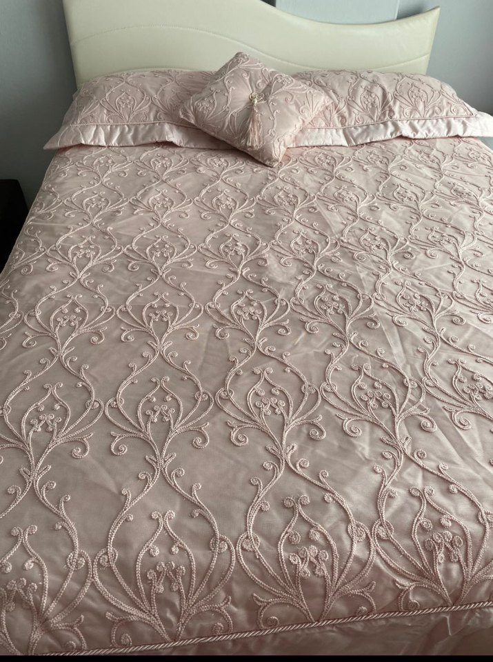 Pudra çift kişilik Yatak Örtüsü - Görsel 3