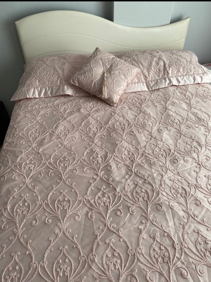 Pudra çift kişilik Yatak Örtüsü - Görsel 4